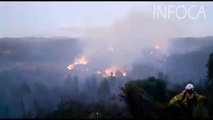 Los bomberos trabajan en un incendio forestal en Huelva