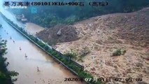 Mudslide sweeps down guardrails and engulfs Chinese highway