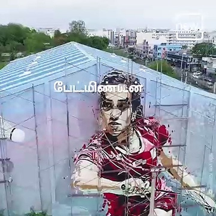 Hyderabad street artists create 40 ft large Wall Art of PV Sindhu