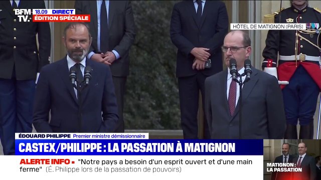 Passation à Matignon: Edouard Philippe salue une relation de confiance et de fluidité avec Emmanuel Macron