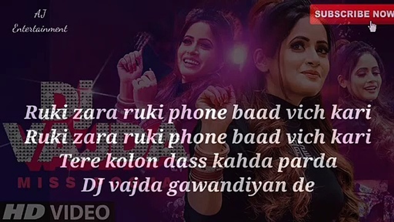 Dj vajda (Lyrics) | Miss pooja | juss musik | latest punjabi song 2020 |