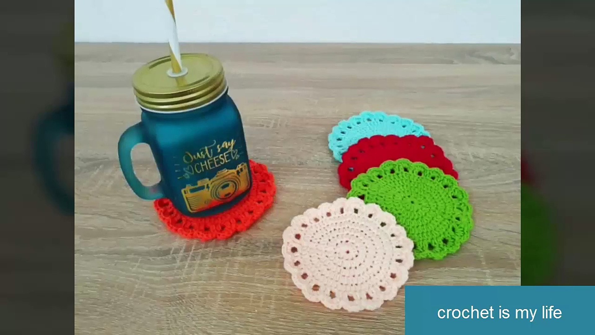 قاعده اكواب -كوستر كروشيه -- crochet coaster - فيديو Dailymotion