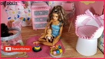 DIY BARBIE NURSERY ROOM. habitacion del bebe de barbie cuna, cambiador. dollhouse nursery room