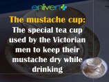 The mustache cup: The special tea cup used by the Victorian men to keep their mustache dry while drinking.