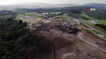 Patlama sonrası devam eden enkaz çalışmaları havadan görüntülendi