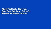 About For Books  Run Fast. Cook Fast. Eat Slow.: Quick-Fix Recipes for Hangry Athletes  Review