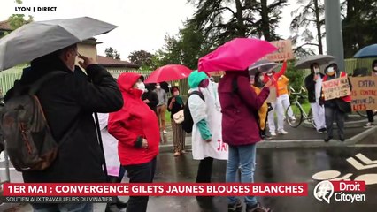 1er mai : convergence des blouses blanches et des gilets jaunes à Lyon