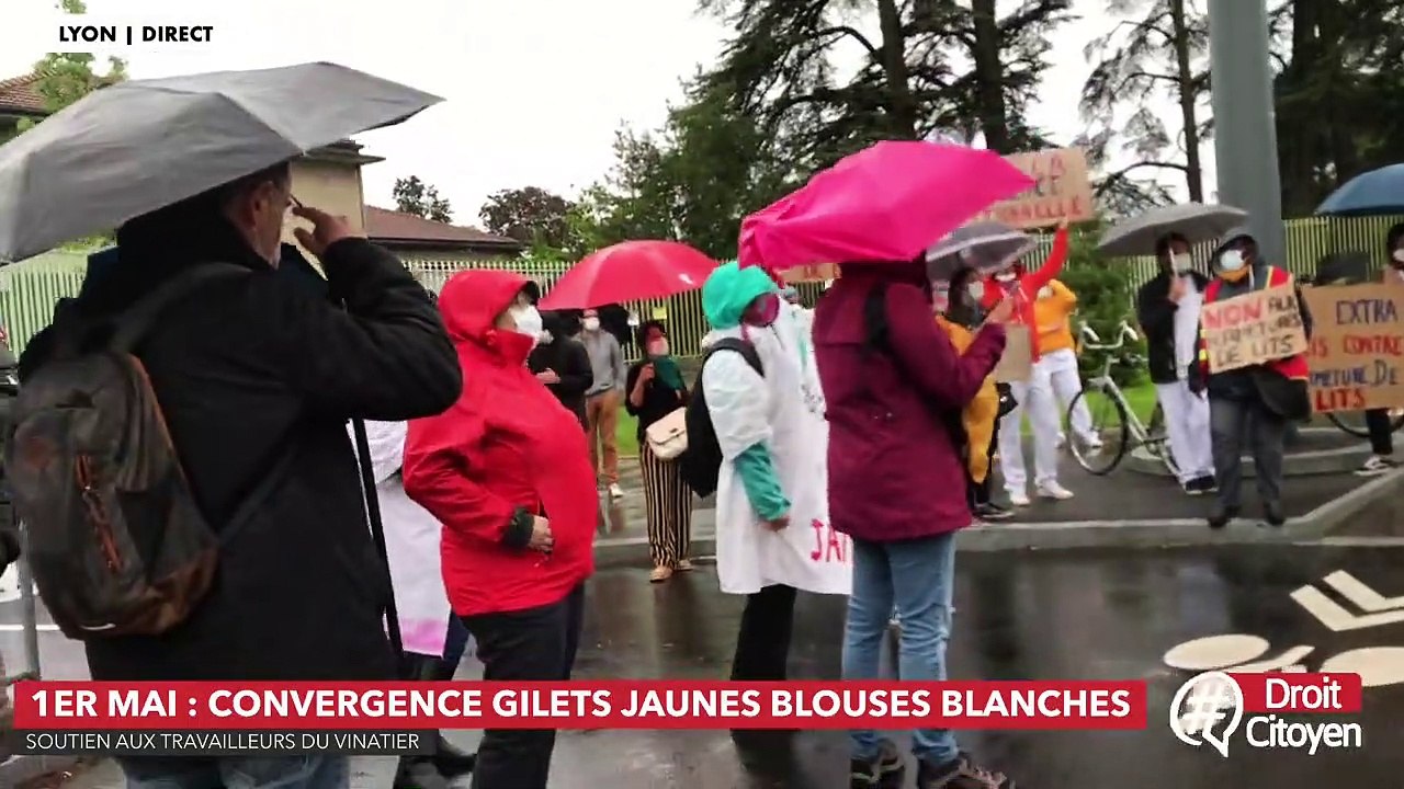 1er mai : convergence des blouses blanches et des gilets jaunes à Lyon