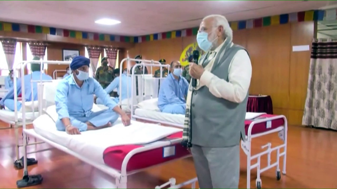 PM Modi meets injured soldiers of Galwan valley in Nimu, Ladakh