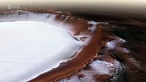 Las sorprendentes imágenes del cráter de nieve en Marte