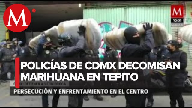 Tras persecución y balacera, decomisan 140 kilos de mariguana en Tepito