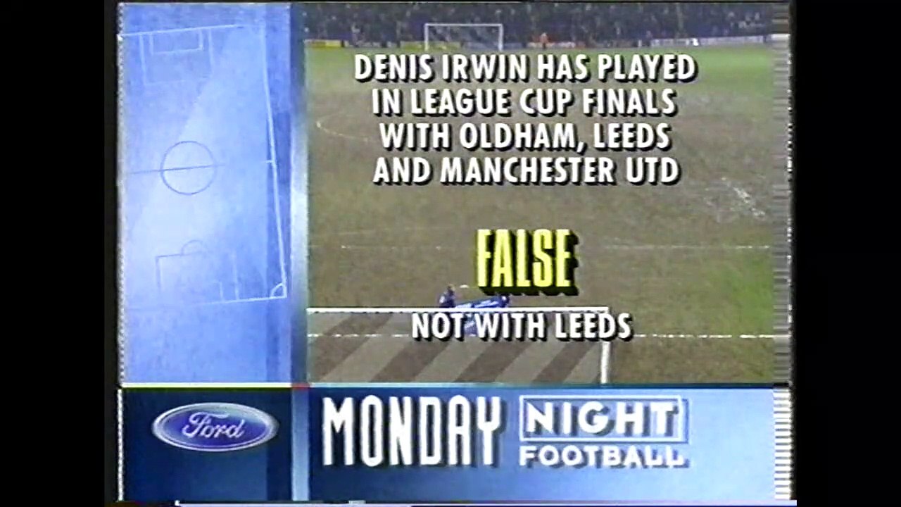 MNF (Sky) Latics 1-1 Leeds (Half Time) 1993/94 F.A. Premier League, 28/02/94