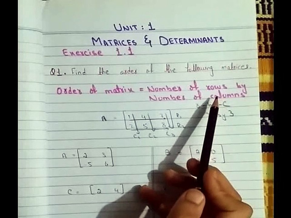 How to find the order of a matrix? | 9th Mathematics | Ex 1.1 Q no 1