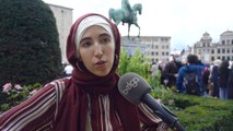Manifestation à Bruxelles contre l’interdiction du foulard dans l’enseignement supérieur: interview de Souhaïla Amri