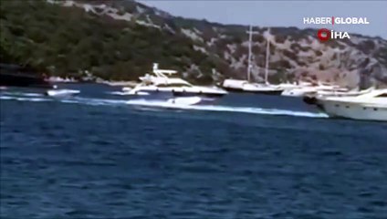 Kaptanı denize düşen sürat botu yaklaşık 40 dakika kendi etrafında böyle döndü