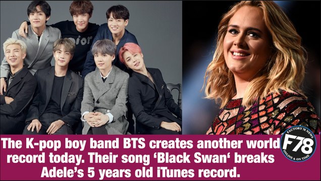 F78NEWS: ‘Black Swan’ by BTS breaks Adele’s 5 years old iTunes record. #BlackSwan #BTS #Adele #iTunesrecord