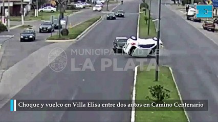 Choque y vuelco en Villa Elisa