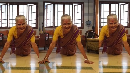 Milind Soman's mom pulls off 15 push-ups in saree at the age of 81