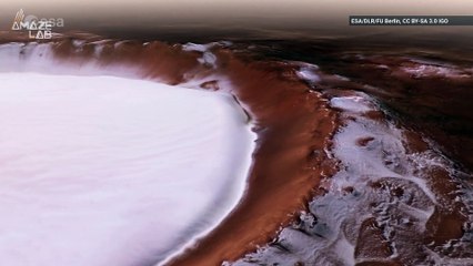 Take an Epic Flight Over a Stunning, Ice-Filled Crater on Mars