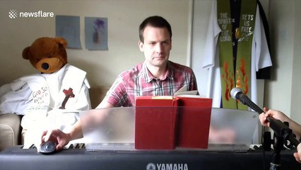 Toddler steals mic and sings his own song during church service livestream