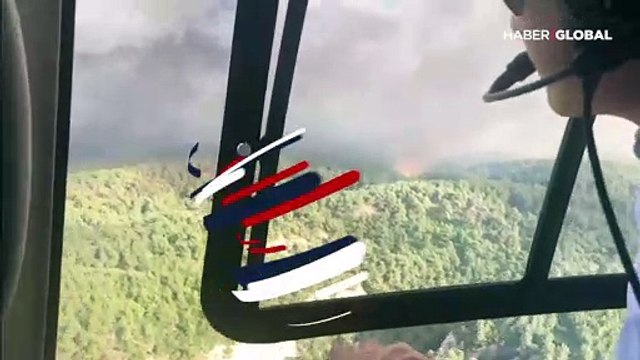 Pakdemirli, söndürme çalışmalarını havadan inceledi