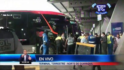 Control de buses en reapertura en Terminal Terrestre de Guayaquil