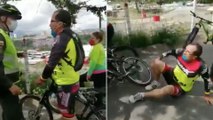 Ciclista infractor fingió ser golpeado por un policía