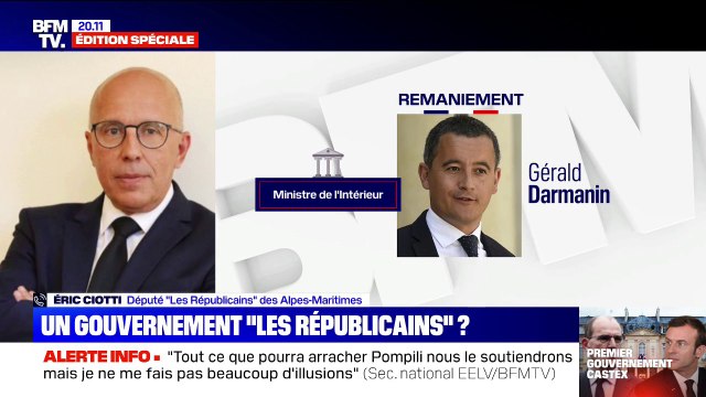 Éric Ciotti (LR) sur le remaniement: Il y a une grande continuité avec le gouvernement d'Édouard Philippe
