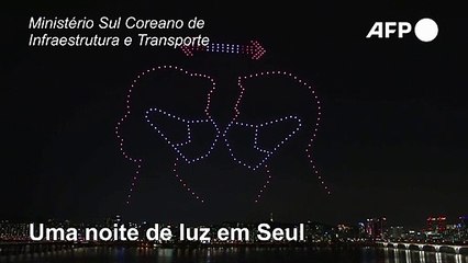 Drones iluminam Seul