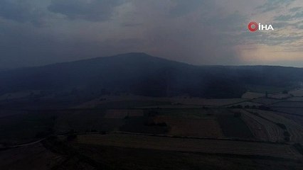 Alevler nedeniyle boşaltılan Kumköy havadan görüntülendi