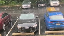 Parking lot pelted with hail