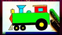 How to draw a Toy Train for beginners with colour | Drawing for kids with colour | step by step easy drawing for kids or beginners with colour | AKIBUKI