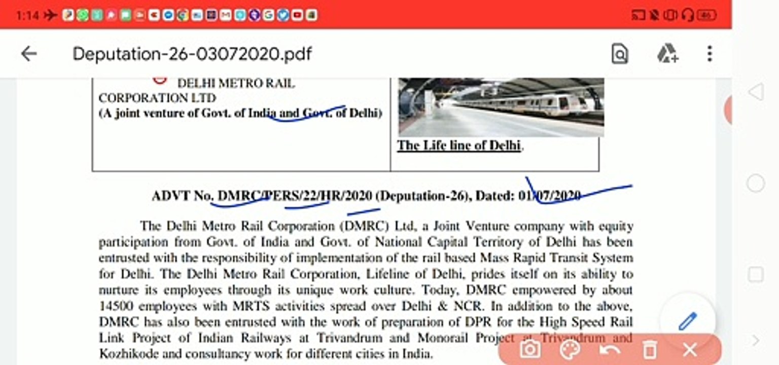 Vacancy in Delhi metro .. application should reach before 30th July 2020
