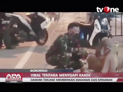 Anggota TNI Suapi Kakek Kelaparan Viral di Media Sosial