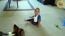 Ce bébé a un fou rire en voyant son chien qui danse !