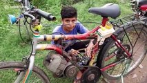 Teenage boy builds motorbike using junkyard scrap in central India