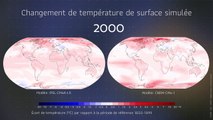 Simulations climatiques : changement de température de surface simulée 1850-2100