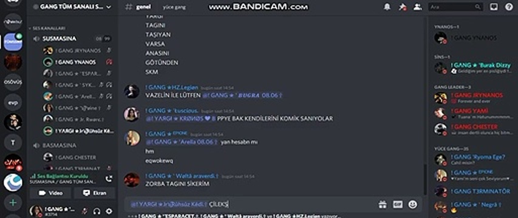 ((GANG)) YNANOS VS JR. RUHSUZ ((YARGI)) SUSMASINA DİSCORD SÖVÜŞ