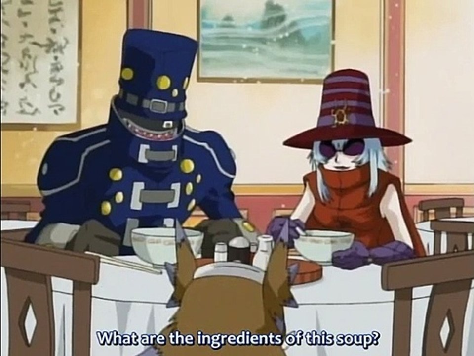 digimon adventure 02 - archnemon and mummymon in Chinese restaurant