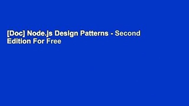 [Doc] Node.js Design Patterns - Second Edition For Free