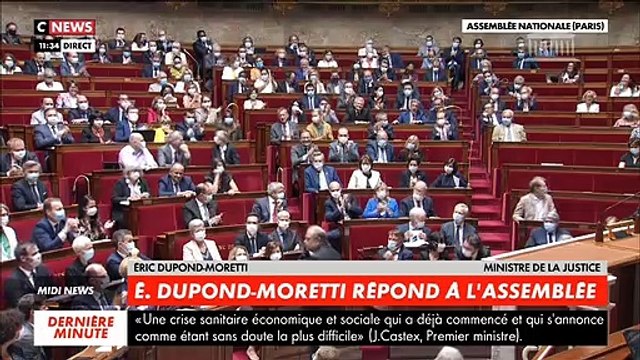 Regardez les images du nouveau ministre de la Justice Éric Dupond-Moretti chahuté ce matin par les députés à l'Assemblée nationale lors de sa prise de parole