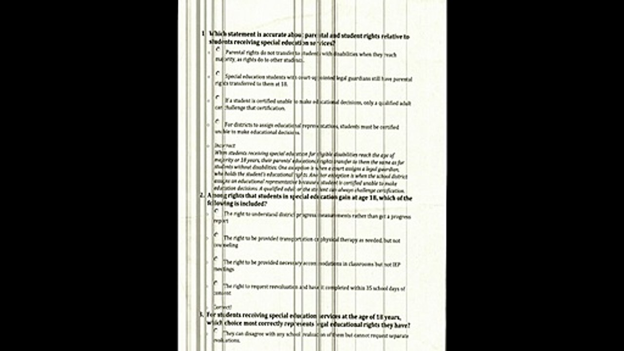 Education student exam few sample questions
