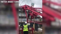 Crane collapses into building in Bow, East London, trapping people in buildings