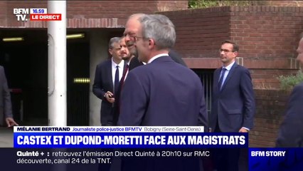 Download Video: Castex et Dupond-Moretti sont arrivés au tribunal de Bobigny pour rencontrer les magistrats