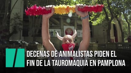 Decenas de animalistas piden el fin de la tauromaquia en Pamplona