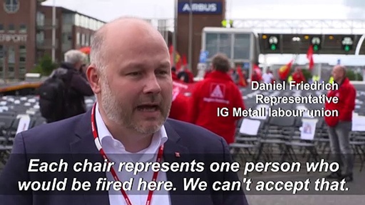 Airbus employees hold demonstration in Hamburg against job cuts