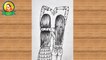 Best friends ❤ pencil Sketch Tutorial | How To Draw Two Friends Hugging Each other