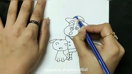 simple and cute daily draw art _ day 25 _ cartoon character shinchan drawing colouring