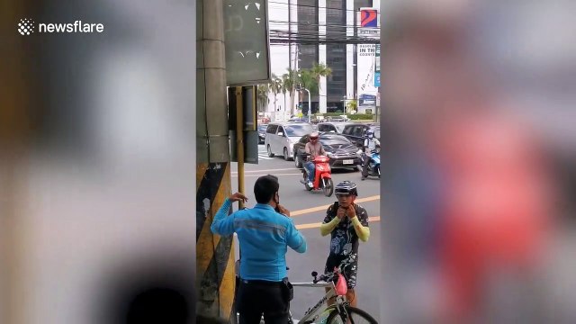 Chinese woman 'spits at police and attacks cyclist after jaywalking' in the Philippines