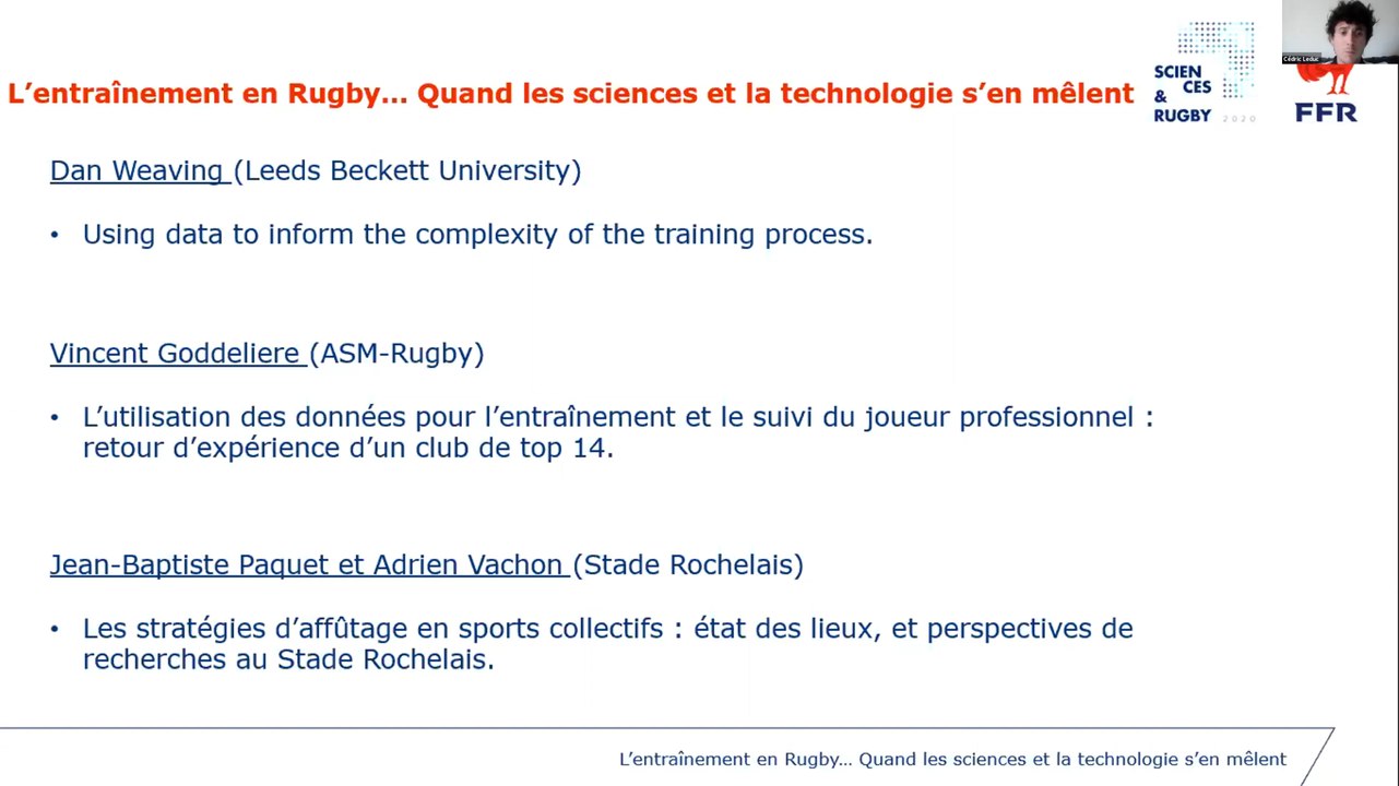 L'entraînement en rugby : quand les sciences et la technologie s'en mêlent (webinaire n°3)